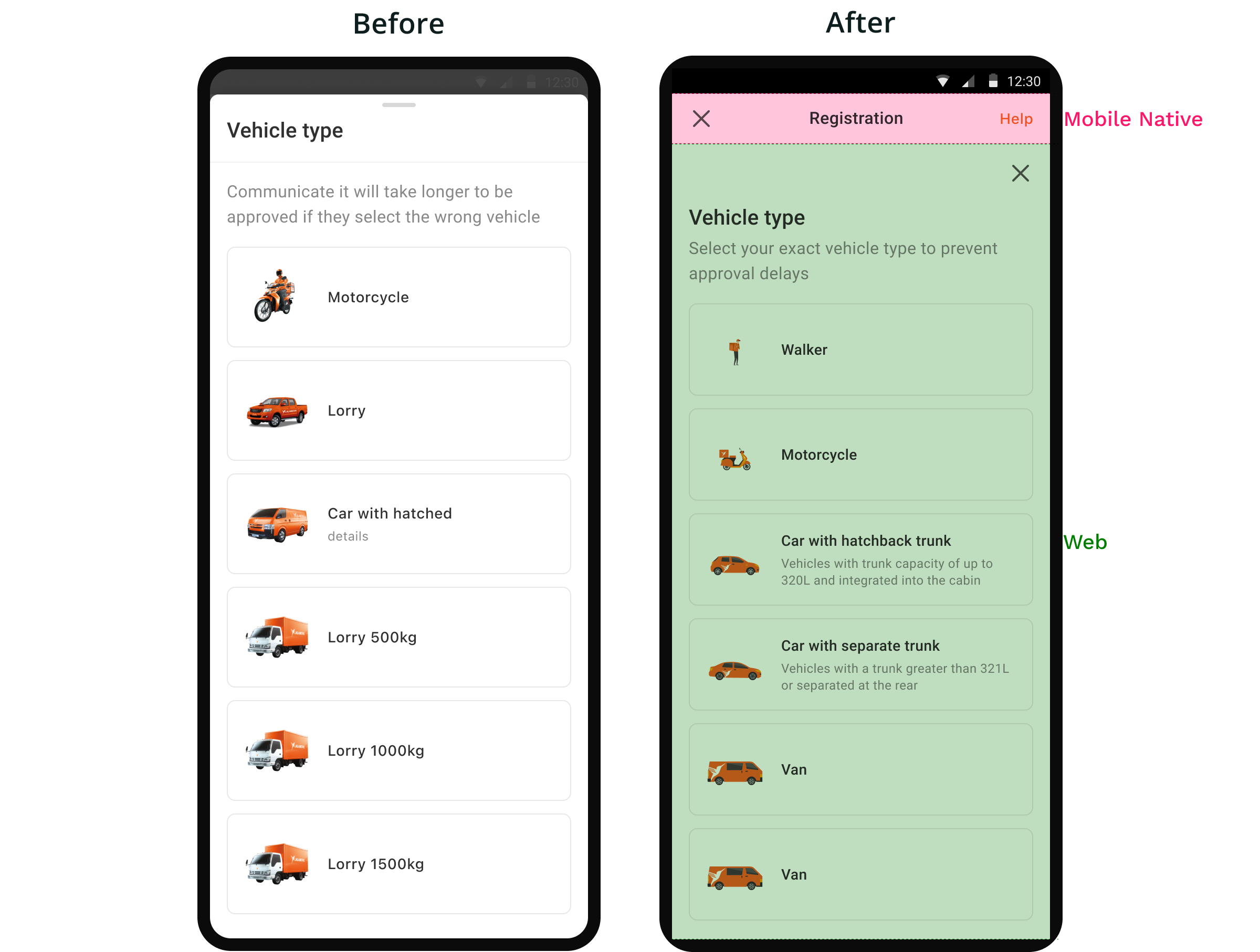 How can I adjust to the web view from the mobile design idea_